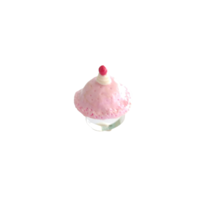 Δαχτυλίδι παγωτό φράουλα με πολυμερικό πηλό / μεγάλο / μεταλλική βάση / αυξομειούμενο / Twice Treasured - πηλός, cute, γλυκά, αυξομειούμενα, kawaii - 2