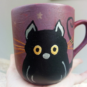 cat mug μωβ γάτα κούπα πορσελάνης - πορσελάνη, κούπες & φλυτζάνια - 4