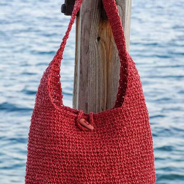 Σετ χειροποίητη ψάθινη τσάντα και καπέλο θαλάσσης κοραλί - ώμου, ψάθα, all day, θαλάσσης, πλεκτές τσάντες - 2