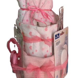Τουρτοπανα για νεογέννητο Pink Love - κορίτσι, σετ δώρου