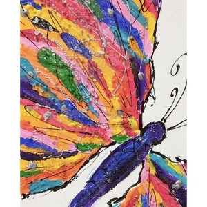 Πίνακας Πολύχρωμη πεταλούδα ακρυλικό σε καμβά - πίνακες & κάδρα, πεταλούδα - 3