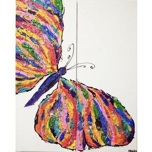 Πίνακας Πολύχρωμη πεταλούδα ακρυλικό σε καμβά - πίνακες & κάδρα, πεταλούδα - 5