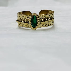 Ατσάλινο δαχτυλίδι με πράσινη σταγόνα ! - ατσάλι, boho, σταθερά, φθηνά