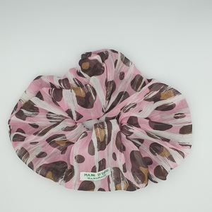 XL scrunchie λαστιχάκι για τα μαλλιά - ροζ λεοπάρ print 20×20cm - ύφασμα, λαστιχάκια μαλλιών