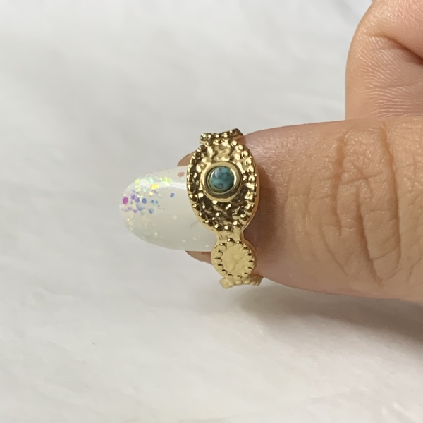 Ατσάλινο δαχτυλίδι με μπλε κομψή πετρούλα ! - ατσάλι, boho, σταθερά, φθηνά - 3
