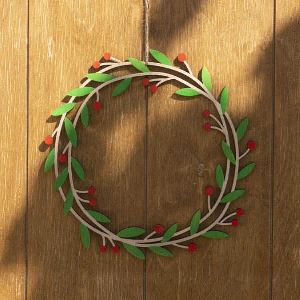 Ξύλινο χριστουγεννιάτικο στεφάνι - 24 εκ - ξύλο, στεφάνια, διακοσμητικά, χριστουγεννιάτικα δώρα - 4