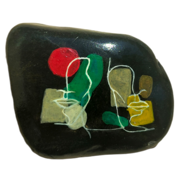 Μαύρη πέτρα ζωγραφισμένη στο χέρι line art. Διαστάσεις 5 ύψος 7 πλάτος. - πέτρα, διακοσμητικές πέτρες