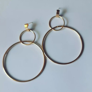 Gold huge earrings - ορείχαλκος, κρεμαστά, νυφικά, μεγάλα, φθηνά - 3