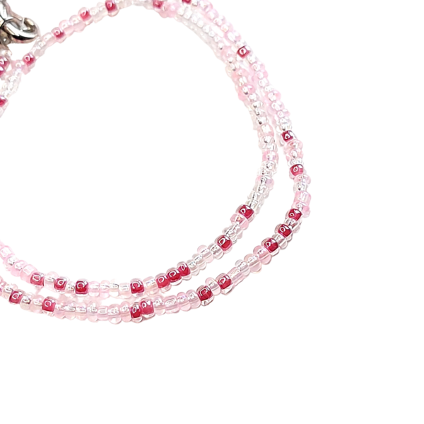 Ροζ Κολιέ με γυάλινες Χάντρες 3mm - γυαλί, τσόκερ, κοντά, φθηνά