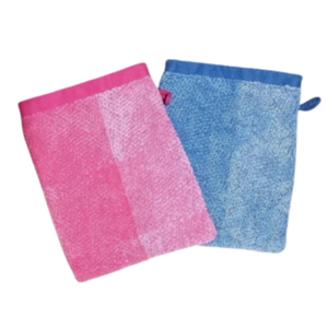 ΣΕΤ 2 τεμ. βαμβακερά πετσετέ γάντια μπάνιου ροζ & γαλάζιο ( 20 χ 17 εκ.) - 100% βαμβακερό