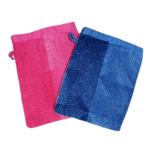 ΣΕΤ 2 τεμ. βαμβακερά πετσετέ γάντια μπάνιου ροζ & γαλάζιο ( 20 χ 17 εκ.) - 100% βαμβακερό - 2