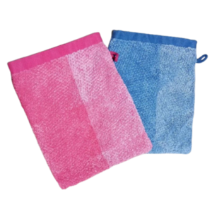 ΣΕΤ 2 τεμ. βαμβακερά πετσετέ γάντια μπάνιου ροζ & γαλάζιο ( 20 χ 17 εκ.) - 100% βαμβακερό - 3