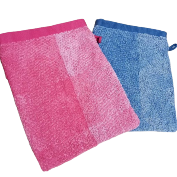 ΣΕΤ 2 τεμ. βαμβακερά πετσετέ γάντια μπάνιου ροζ & γαλάζιο ( 20 χ 17 εκ.) - 100% βαμβακερό - 5