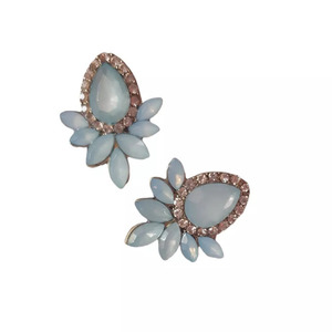 Blue crystal earrings - ορείχαλκος, καρφωτά, νυφικά