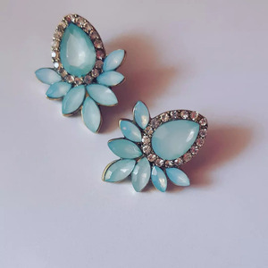 Blue crystal earrings - ορείχαλκος, καρφωτά, νυφικά - 2
