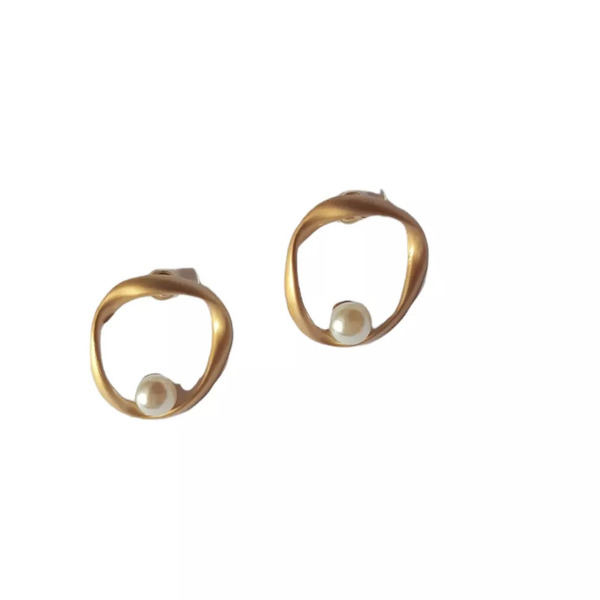 Gold love earrings - ορείχαλκος, καρφωτά, νυφικά