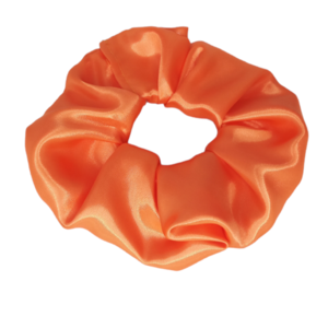 "Coralix" Satin Scrunchie - Χειροποίητο Σατέν Scrunchie σε Πορτοκαλί Απόχρωση - ύφασμα, χειροποίητα, λαστιχάκια μαλλιών, satin scrunchie - 3