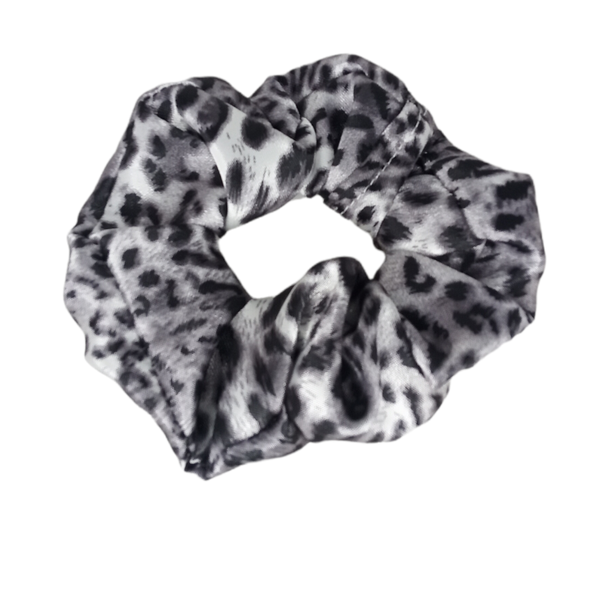 Leopard satin scrunchie - ύφασμα, χειροποίητα, λαστιχάκια μαλλιών, φθηνά - 3