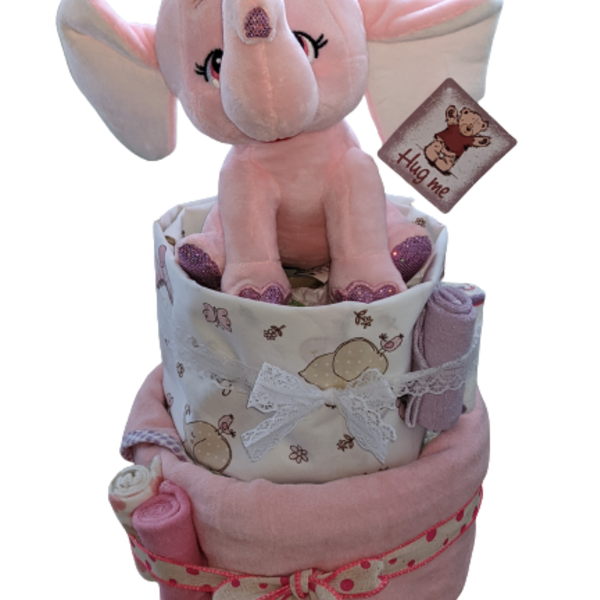 Τουρτοπανα για νεογέννητο κοριτσάκι Pink Elephant - κορίτσι, σετ δώρου