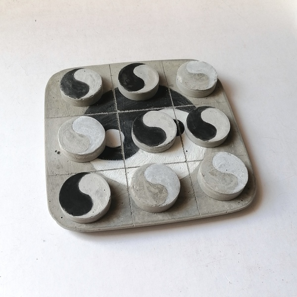 Τρίλιζα γιν-γιανγκ τσιμεντένια γκρι 14,5εκΧ1εκ τετράγωνη - τρίλιζα, επιτραπέζια, διακόσμηση σαλονιού, ειδη δώρων - 2