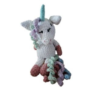 Πλεκτος μονόκερος βελουτε/ stuffed crochet unicorn - λούτρινα - 2