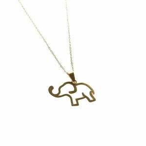 Χρυσό Ατσάλινο Κολιέ Ελέφαντας, 3.5 x 2εκ - μακριά, ατσάλι, μενταγιόν