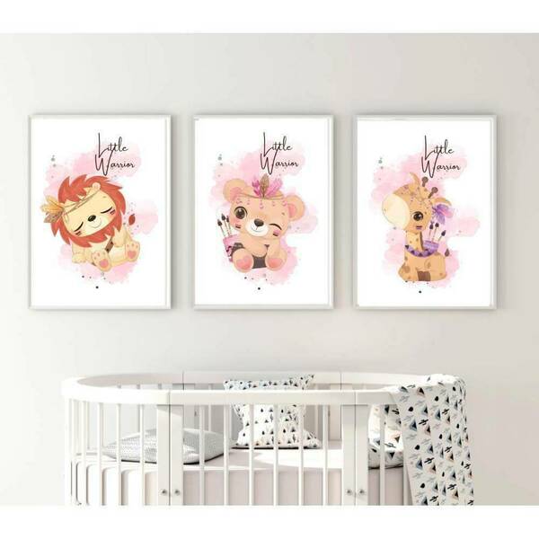 Παιδικό Καδράκι Little Warrior 21x30cm Σε 5 Σχέδια! - πίνακες & κάδρα, κορίτσι, δώρο γέννησης, ζωάκια, προσωποποιημένα, παιδικά κάδρα - 3