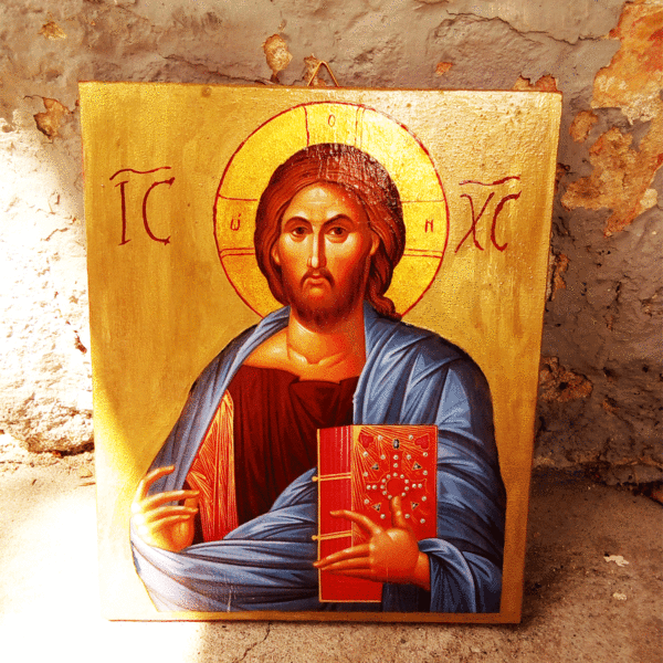 Χειροποίητη Εικόνα Του Ιησού Χριστού Σε Ξύλο 28x22cm - πίνακες & κάδρα, πίνακες ζωγραφικής - 2