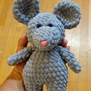 Πλεκτο βελουτε ποντικι / stuffed crochet mouse - λούτρινα - 3