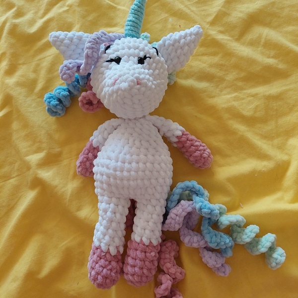 Πλεκτος μονόκερος βελουτε/ stuffed crochet unicorn - λούτρινα - 3