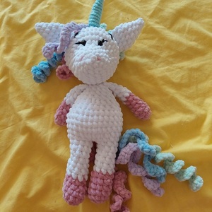 Πλεκτος μονόκερος βελουτε/ stuffed crochet unicorn - λούτρινα - 3