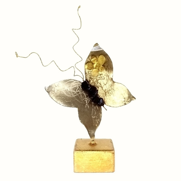 Διακοσμητική πεταλούδα από μέταλλο ασημί χρυσό 20Χ11Χ4 - μέταλλο, μινιατούρες φιγούρες