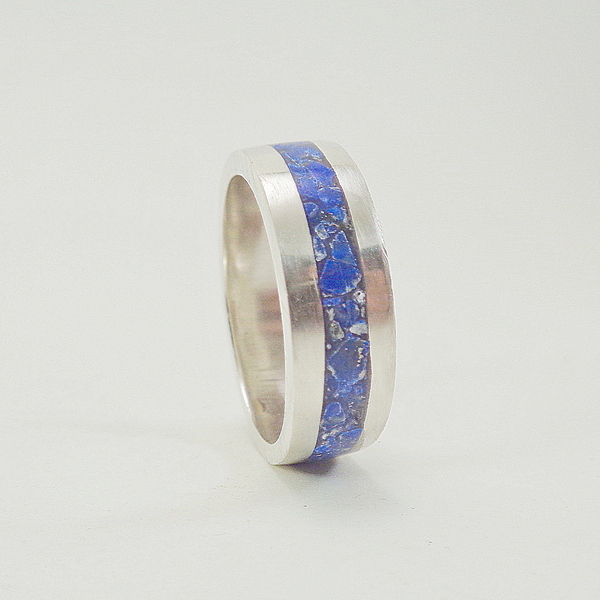 Ασημένιο Δαχτυλίδι Με inlay Lapis Lazuli - ασήμι, ημιπολύτιμες πέτρες, σταθερά, για γάμο, μεγάλα - 2
