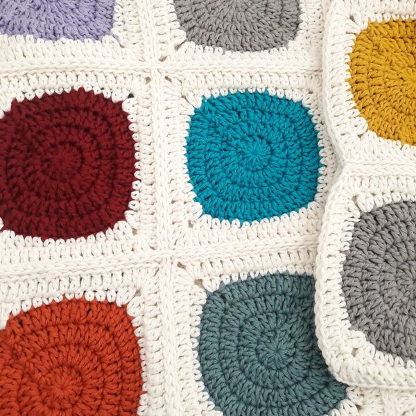 Μάλλινη κουβέρτα χειροποίητη με χρωματιστούς κύκλους - κουβέρτες - 3