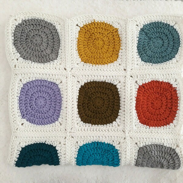 Μάλλινη κουβέρτα χειροποίητη με χρωματιστούς κύκλους - κουβέρτες - 5