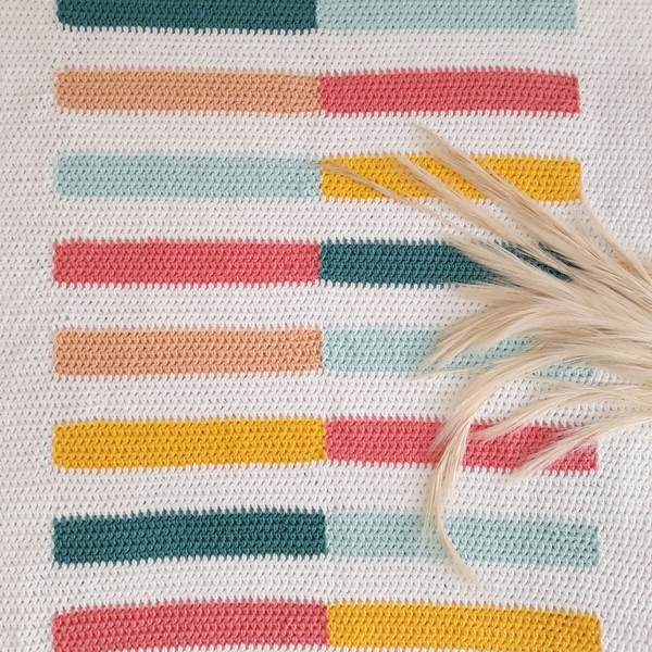 Color block πλεκτή κουβέρτα σε υπέροχα χρώματα! - κουβέρτες - 2