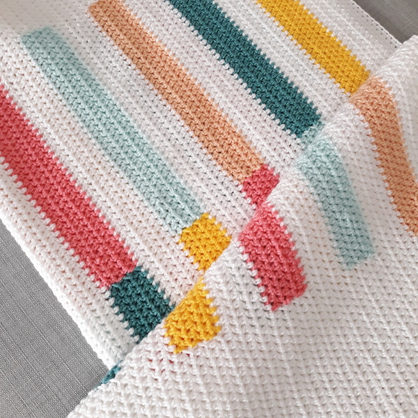 Color block πλεκτή κουβέρτα σε υπέροχα χρώματα! - κουβέρτες - 4