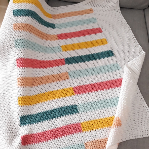 Color block πλεκτή κουβέρτα σε υπέροχα χρώματα! - κουβέρτες