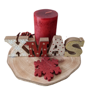 Xmas Deco - ξύλο, διακοσμητικά, χιονονιφάδα, κουκουνάρι - 2