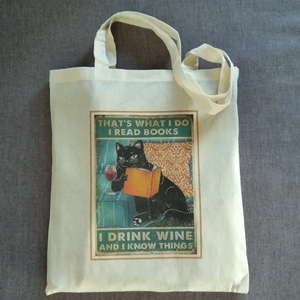 tote bag οικολογική BLACK CAT - ύφασμα, ώμου, all day, tote, πάνινες τσάντες - 2