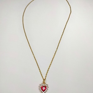 "Queen's heart" Βιντατζ αλυσίδα με κρεμαστό καρδιά - γυαλί, charms, καρδιά - 4