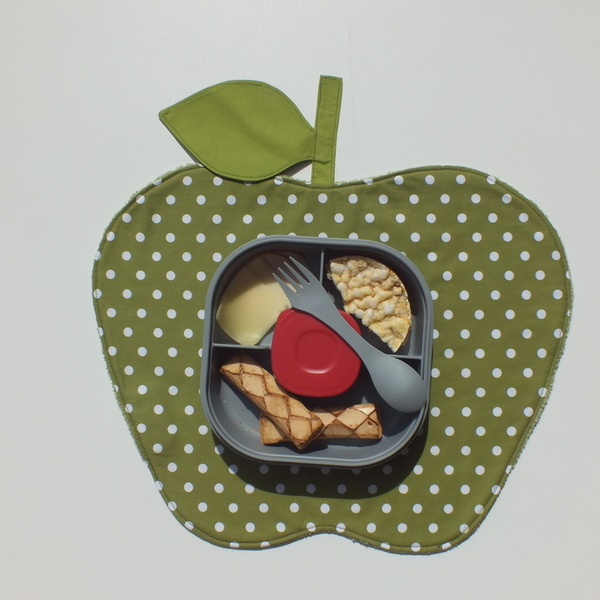 Παιδικό σουπλά (40x30 εκ.) 1 τεμάχιο - πράσινο μήλο - ύφασμα, κορίτσι, αγόρι, σουπλά, για παιδιά - 3