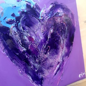 Purple, Χειροποιήτος πίνακας 20χ20χ4, σε μώβ αποχρώσεις και ανάγλυφες λεπτομέρειες με υγρό γυαλί - πίνακες & κάδρα, πίνακες ζωγραφικής - 3