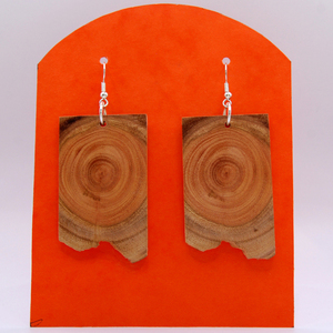 Ξύλινα σκουλαρίκια από κλαδί ευκάλυπτου - ξύλο, boho, κρεμαστά, γάντζος - 4