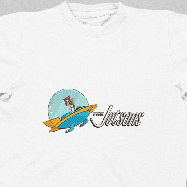 Βαμβακερό μπλουζάκι με κεντητο ρετρο σχέδιο Jetsons - βαμβάκι, κεντητά