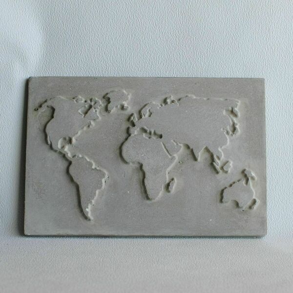Διακοσμητικός παγκόσμιος Χάρτης Γκρί 30cm| Concrete Decor - τσιμέντο, διακοσμητικά