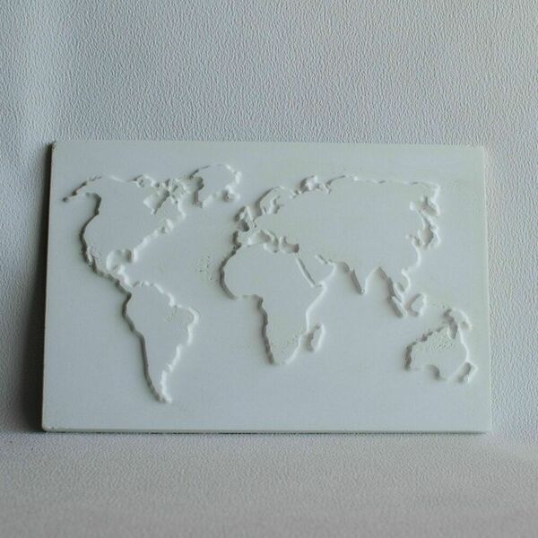 Διακοσμητικός παγκόσμιος χάρτης Λευκός 30cm| Concrete Decor - τσιμέντο, διακοσμητικά