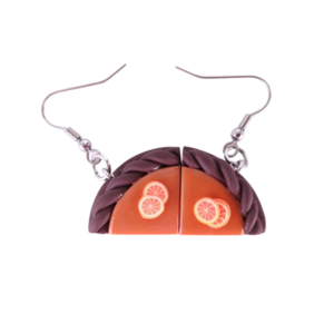 Σκουλαρίκια κρεμαστά πάστες πορτοκάλι με πολυμερικό πηλό / μεσαία / ατσάλι / Twice Treasured - πηλός, cute, κρεμαστά, γλυκά, kawaii - 3
