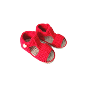 Πλεκτά παπουτσάκια αγκαλιάς κόκκινα, ηλικίας 6-9μηνών - κορίτσι, 100% βαμβακερό