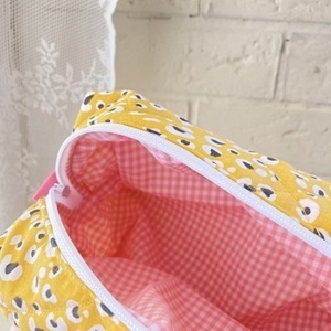 Νεσεσέρ / Pouch Bag "Yellow Leopar'' Μ (20x10x10) - ύφασμα, δώρα για γυναίκες, καλλυντικών, ταξιδίου, πρακτικό δωρο - 4